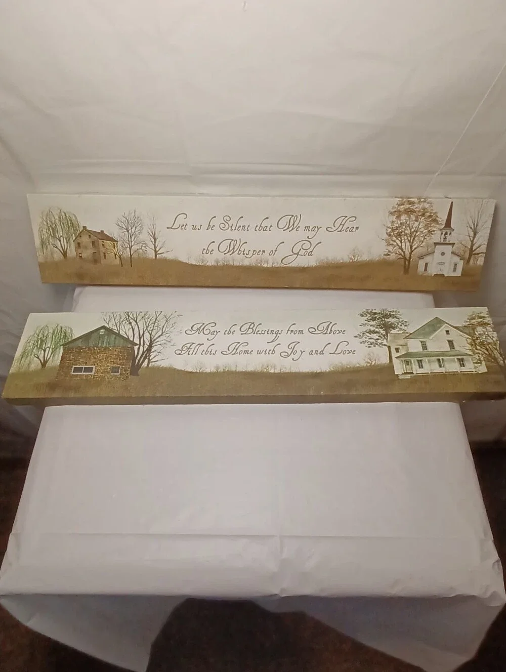 Rustic Home Wall Decor Set - Beige and Brown Inspirational Signs Quotes Blessing